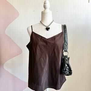 Brown‎ Cami Tank Top Y2K 2000s 90s Retro Indie Soft Girl Minimalist XL